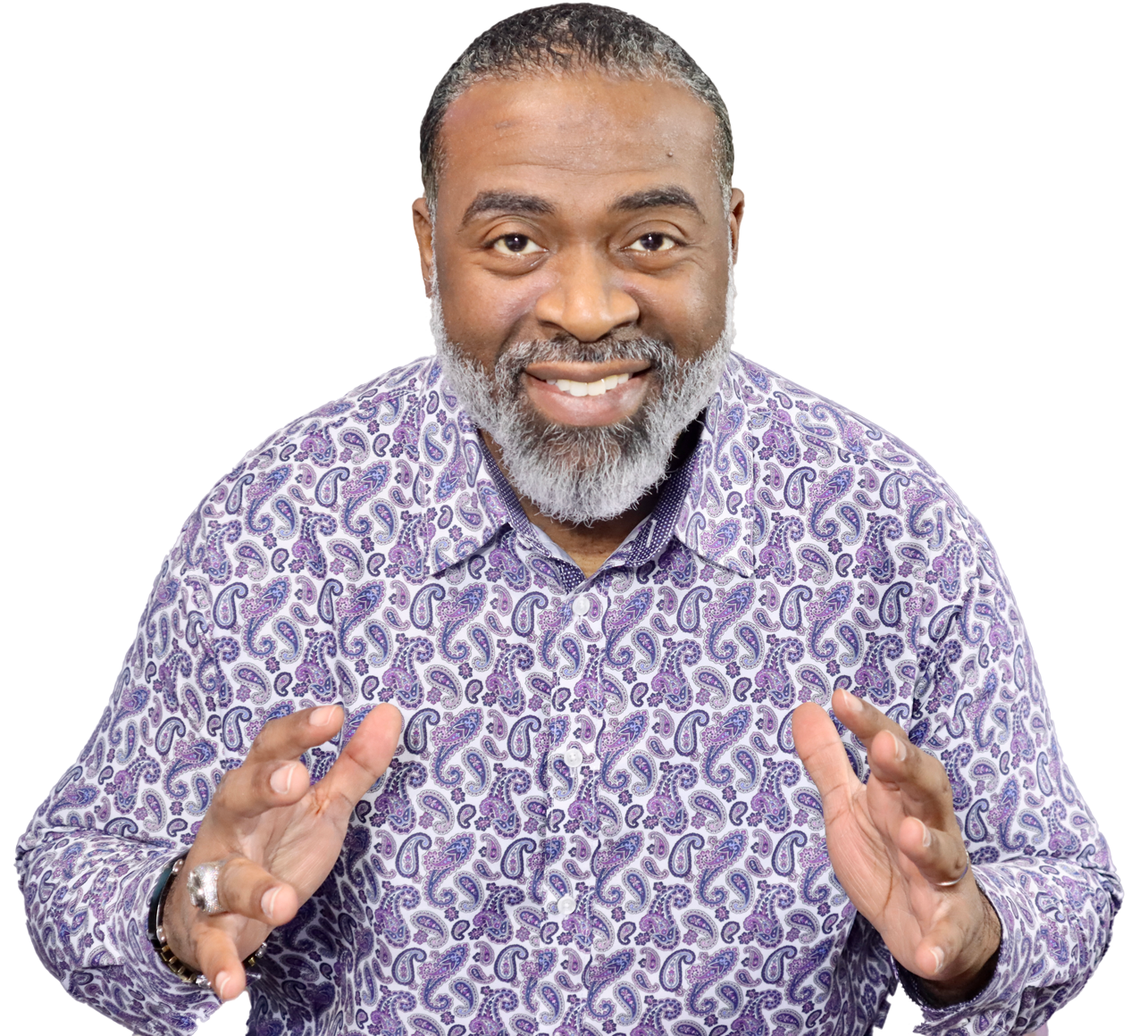 Bishop E. Malone Porterfield portrait in patterned shirt